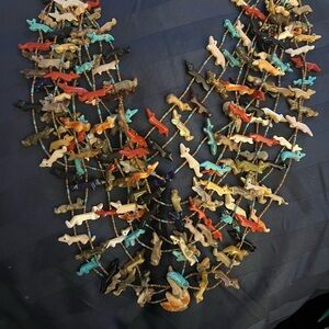 Zuni Vintage 10 Strands Animal Bead Necklace.
